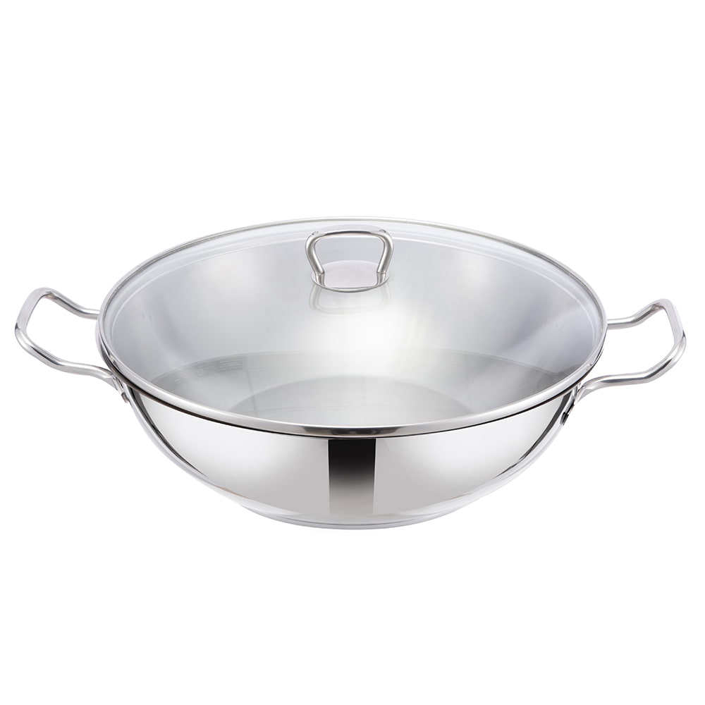 32*9CM Skleněná poklice oboustranná rukojeť wok JY-3209ST